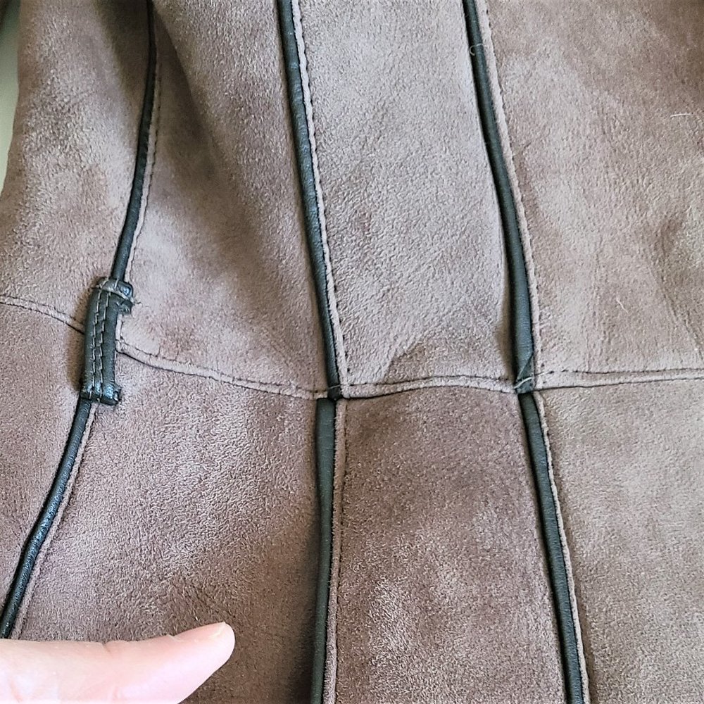 Real shearling/sheepskin Leather Attic Vintage long coat with leather details. - Picture 9 of 16